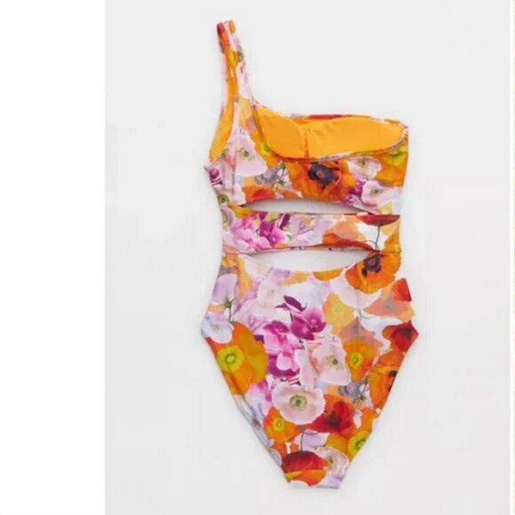 AERIE Cut Out One Shoulder One Piece Swimsuit - Like New - Picture 2 of 4
